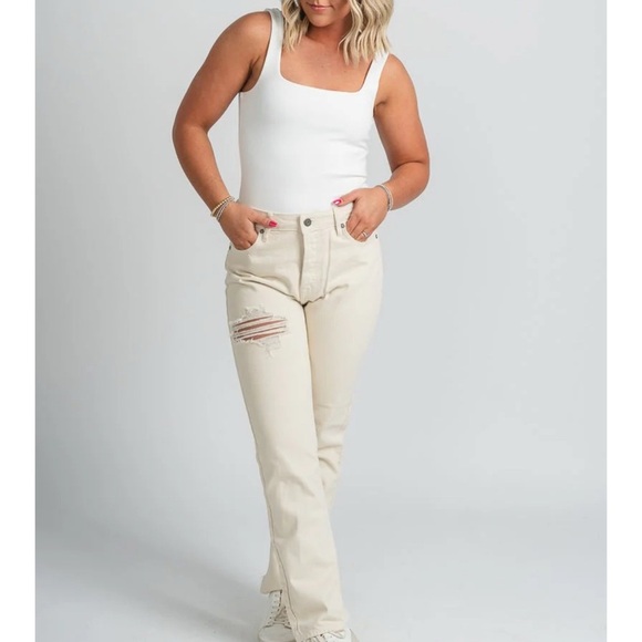 HIDDEN HIGH RISE STRAIGHT LEG JEANS CREAM  SIZE 29 - Picture 1 of 14